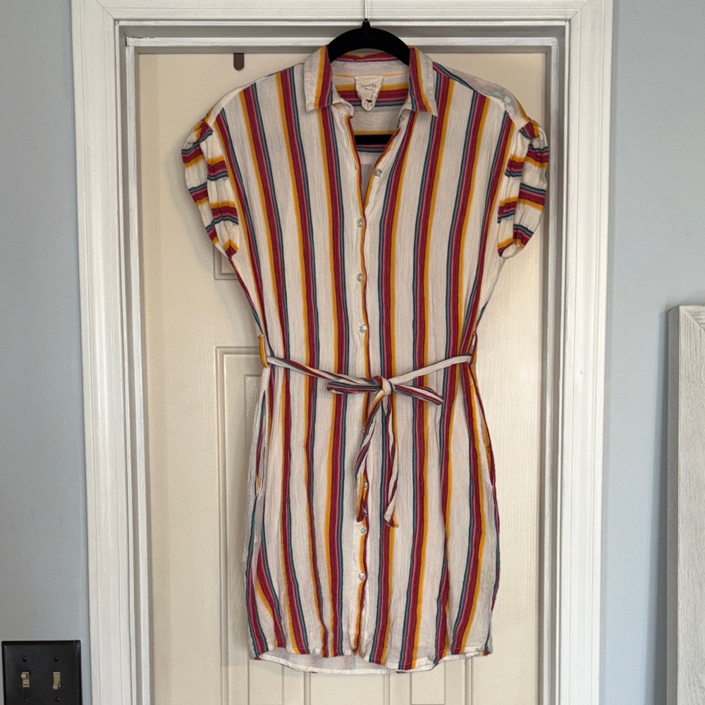Colorful Striped Button-Up Mini Dress